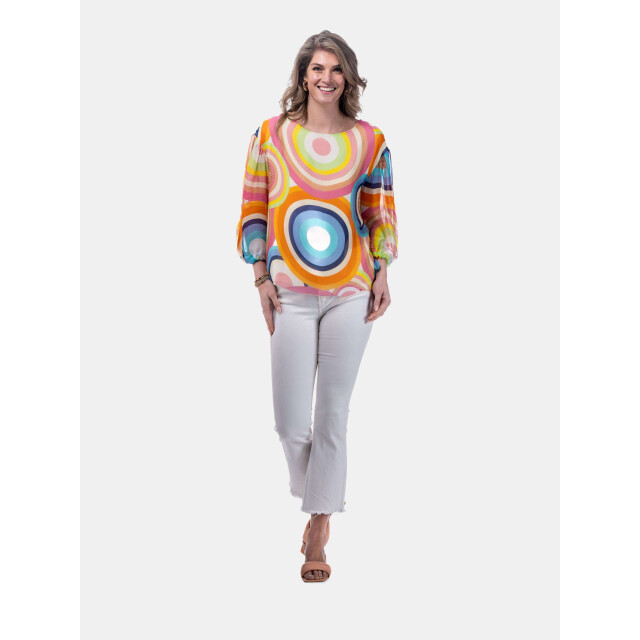 Mucho Gusto ® blouse cala d'or kleurrijke cirkel print MUCHO GUSTO® Blouse Cala D'or Kleurrijke Cirkel Print large