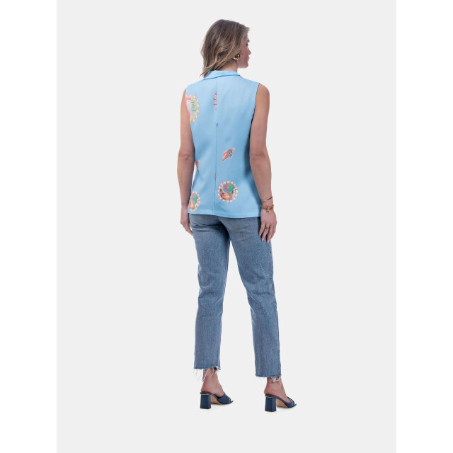 Mucho Gusto ® gilet zanè lichtblauw klimaat patchwork MUCHO GUSTO® Gilet Zanè Lichtblauw Klimaat Patchwork large