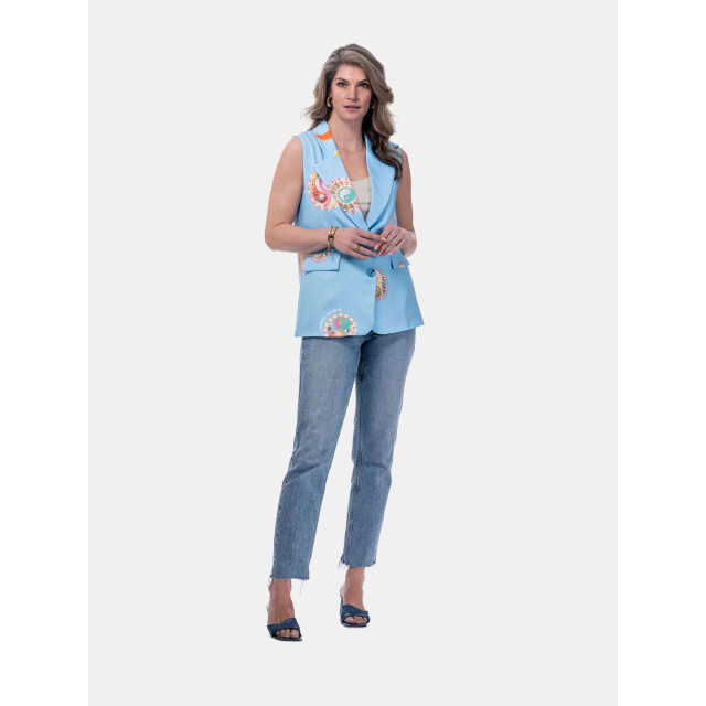 Mucho Gusto ® gilet zanè lichtblauw klimaat patchwork MUCHO GUSTO® Gilet Zanè Lichtblauw Klimaat Patchwork large