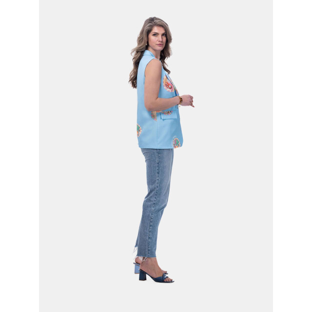 Mucho Gusto ® gilet zanè lichtblauw klimaat patchwork MUCHO GUSTO® Gilet Zanè Lichtblauw Klimaat Patchwork large