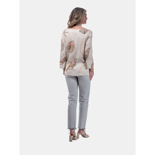 Mucho Gusto ® blouse malediven creme zeeschelpenprint MUCHO GUSTO® Blouse Malediven Creme Zeeschelpenprint large
