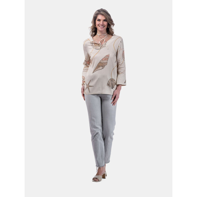Mucho Gusto ® blouse malediven creme zeeschelpenprint MUCHO GUSTO® Blouse Malediven Creme Zeeschelpenprint large