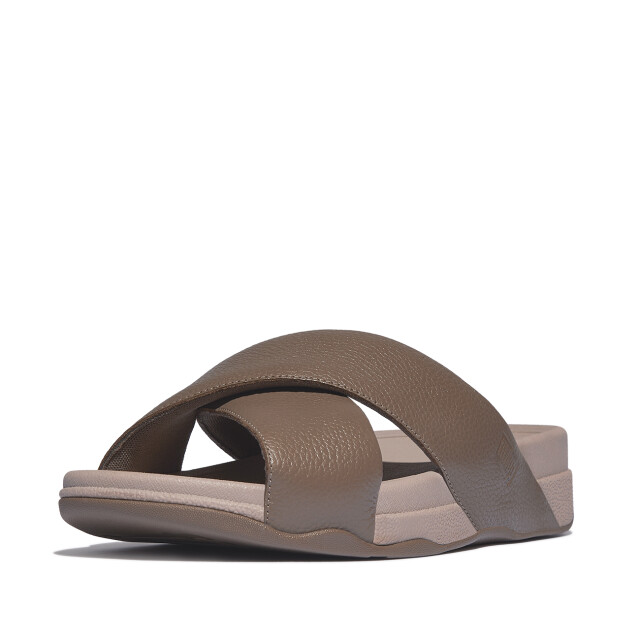 FitFlop Surfer mens tumbled-leather cross slides HA6 large