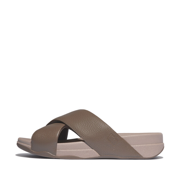 FitFlop Surfer mens tumbled-leather cross slides HA6 large