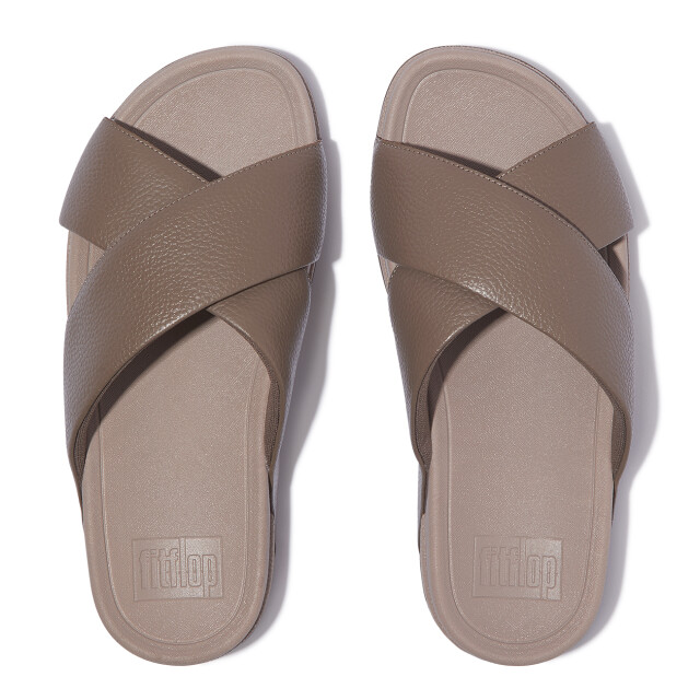FitFlop Surfer mens tumbled-leather cross slides HA6 large