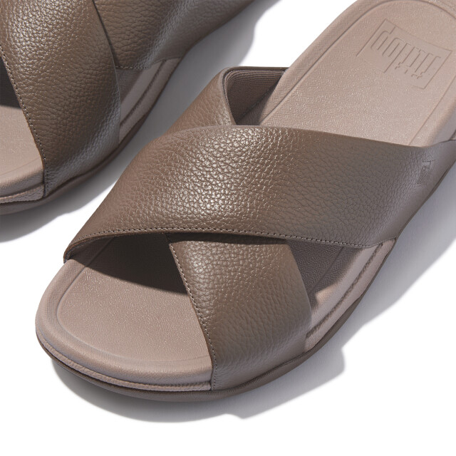 FitFlop Surfer mens tumbled-leather cross slides HA6 large