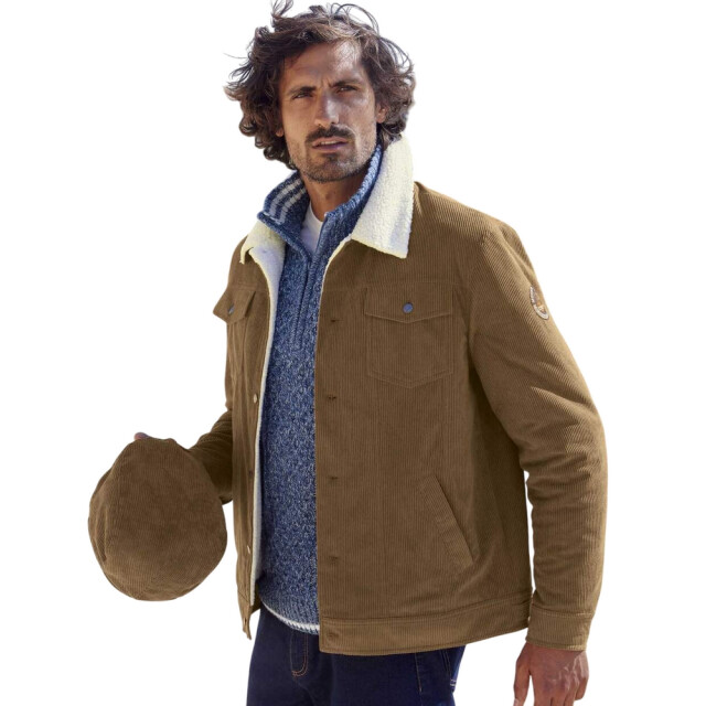 Atlas For Men Heren sherpa gevoerd corduroy kraagjack UTAF1871_lightbrown large