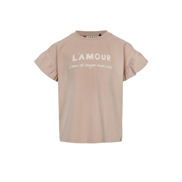 Looxs Revolution Zomer t-shirt meisjes s/s - 2511-7480-414-Soft taupe large