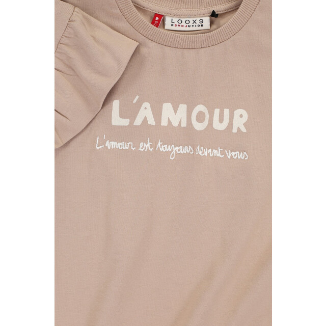 Looxs Revolution Zomer t-shirt meisjes s/s - 2511-7480-414-Soft taupe large