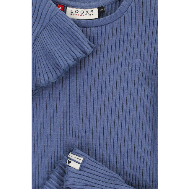 Looxs Revolution T-shirt blue ribjersey voor meisjes in de kleur 2511-7422-170 large