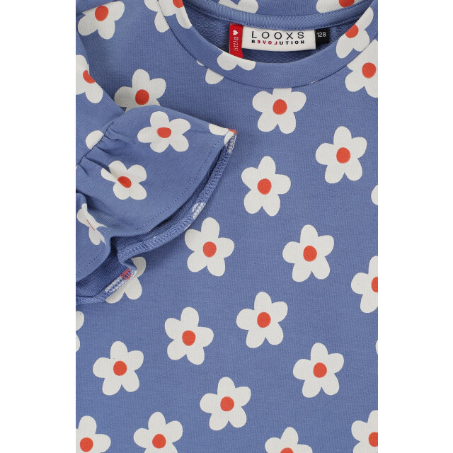 Looxs Revolution Mouwloze sweater blue flowerbomb voor meisjes in de kleur 2511-7412-981 large