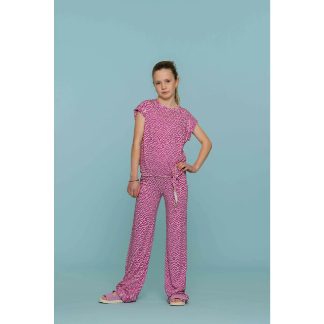 Geisha Zomer broek meisjes wide aop cassis / off white 51105K-60 - 000430 - Pr.10-25-1 cassis/off-white large