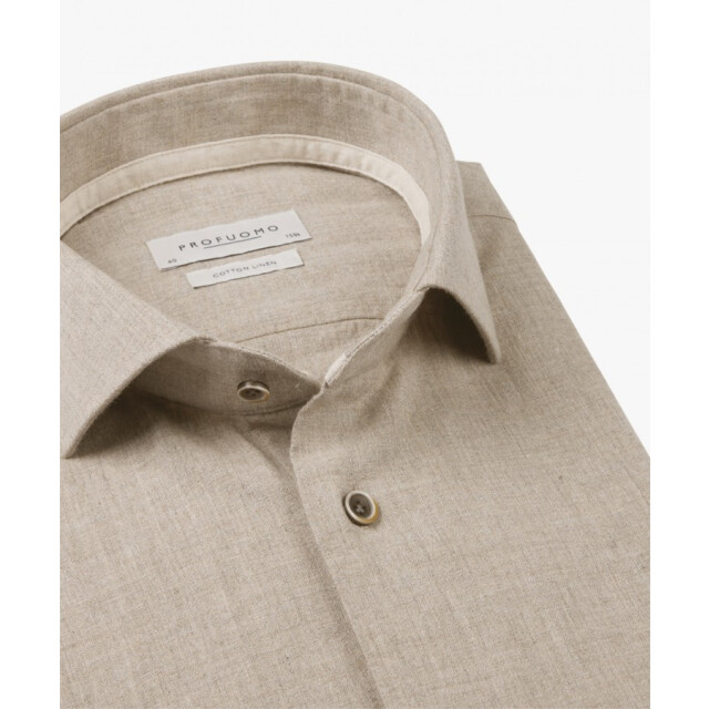Profuomo Ppwh10012c f shirt x-cutaway sf beige overhemd -  profu F/PPWH10012C large