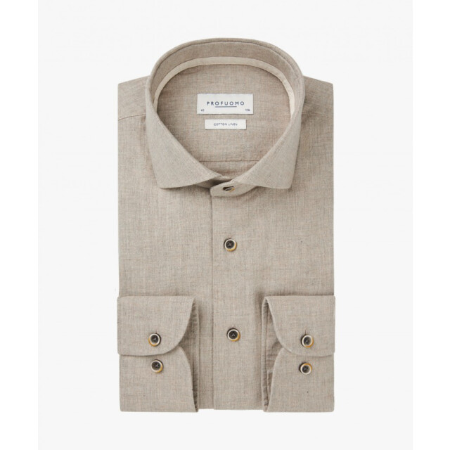 Profuomo Ppwh10012c f shirt x-cutaway sf beige overhemd -  profu F/PPWH10012C large