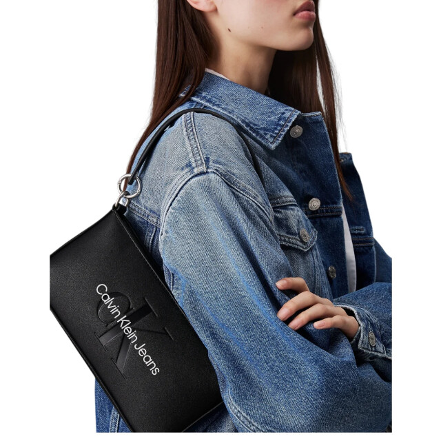 Calvin Klein Schoudertas met logo Calvin Klein Jeans Zwart Schoudertas Met Logo large