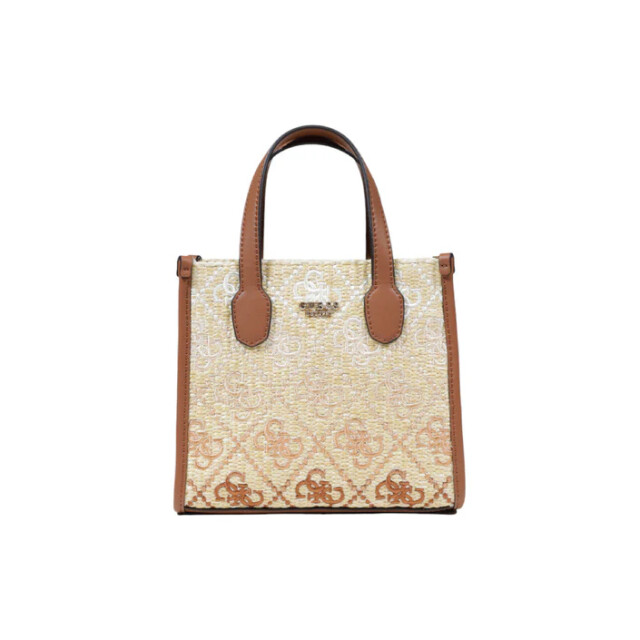 Guess Silvana 2 comp mini tote tas Guess Beige Silvana 2 comp Mini Tote Tas large