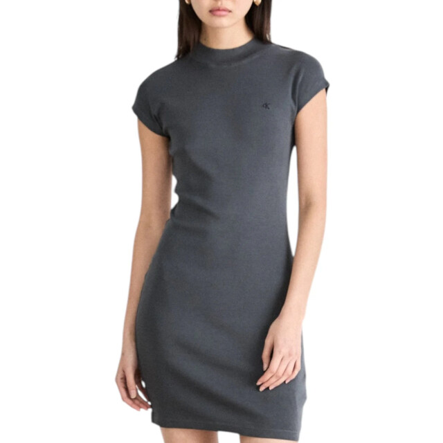 Calvin Klein Grijs gewassen cap sleeve jurk Calvin Klein Jeans Grijs Gewassen Cap Sleeve Jurk large