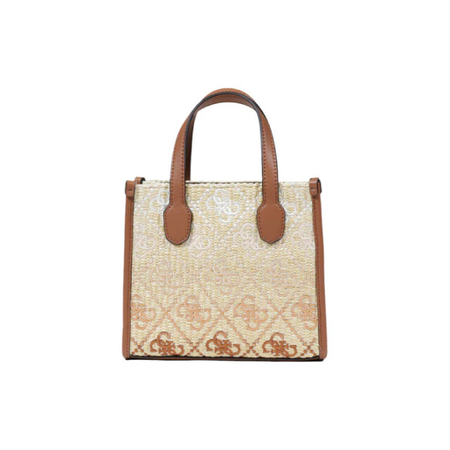 Guess Silvana 2 comp mini tote tas Guess Beige Silvana 2 comp Mini Tote Tas large