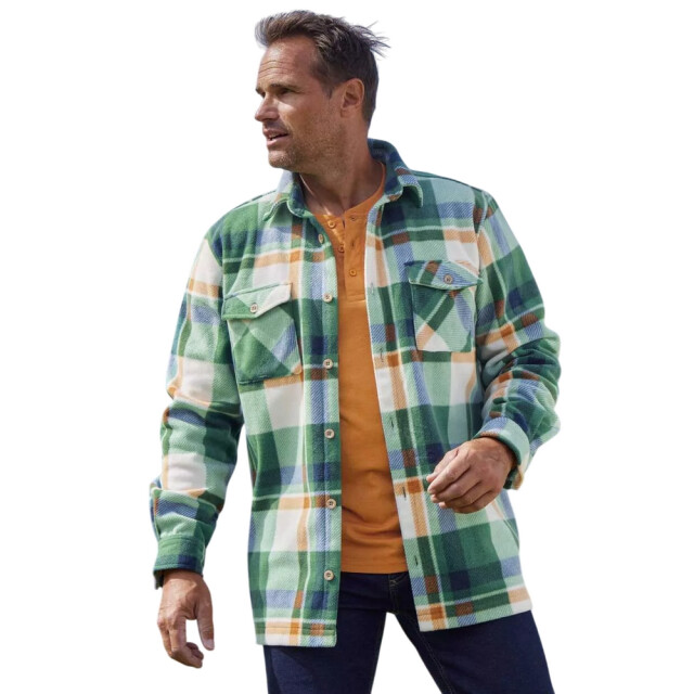 Atlas For Men Heren geruit fleece overshirt UTAF1916_greenecruorange large