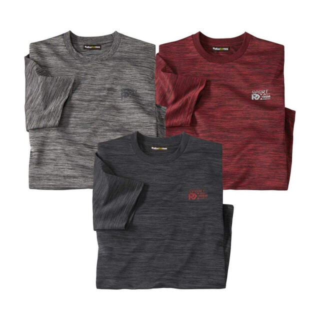 Atlas For Men Heren sportief t-shirt (pak van 3) UTAF1893_darkgreylightgreyred large