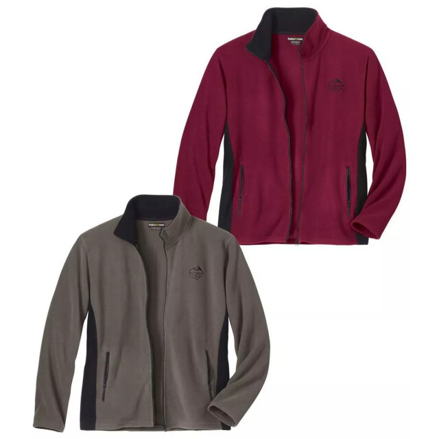 Atlas For Men Heren fleecejack (set van 2) UTAF1881_greyburgundy large