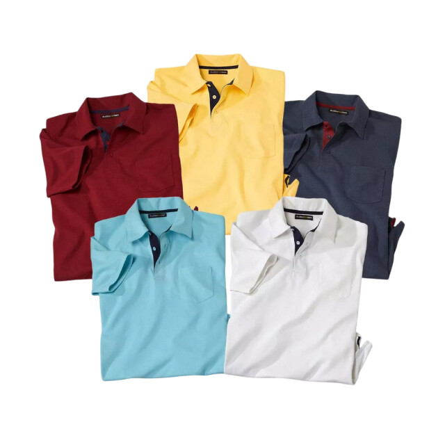 Atlas For Men Herenpolo (5-pack) UTAF1931_navyburgundyyellowecruturquoise large