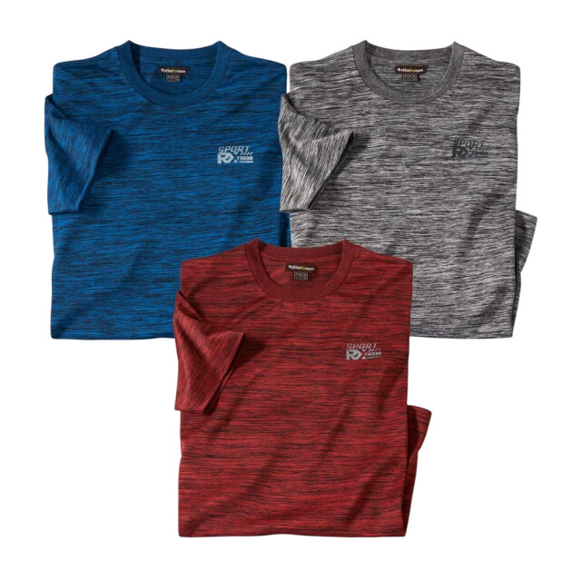 Atlas For Men Heren sport t-shirt (pak van 3) UTAF1984_mottledgreyredblue large