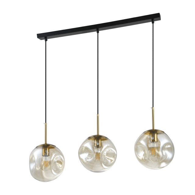 QUVIO Hanglamp 3 lichtspunten glazen bollen langwerpig metaal 3066859 large