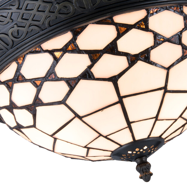 LumiLamp Plafondlamp tiffany Ø 38x19 cm bruin glas halfrond plafonniere 1088567 large