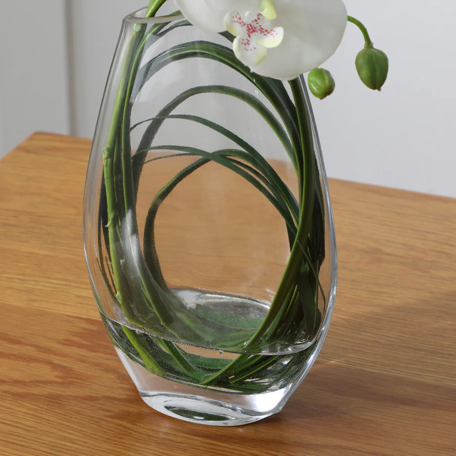 Sia Deco Composition d'orchidée artificielle avec vase et herbe d'ours 29cm - 3066774 large