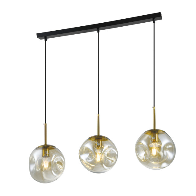 QUVIO Hanglamp 3 lichtspunten glazen bollen langwerpig metaal 3066859 large