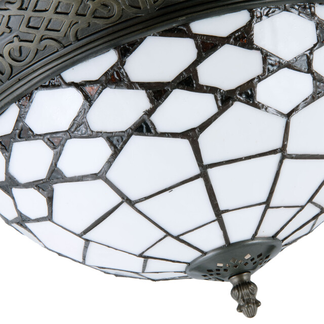 LumiLamp Plafondlamp tiffany Ø 38x19 cm bruin glas halfrond plafonniere 1088567 large