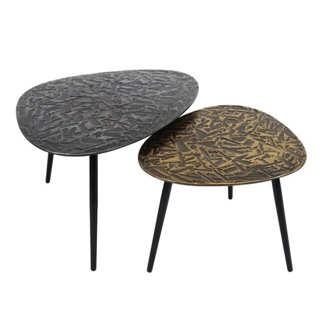 Hoyz salontafel driehoekig patina metal set van 2 3040370 large