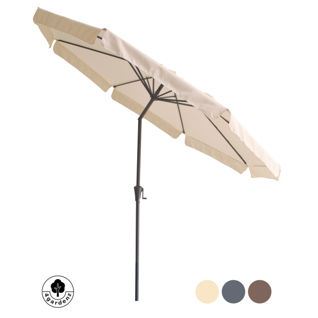 4gardenz ® parasol rond 300 cm met volant kantelbaar creme 3049026 large