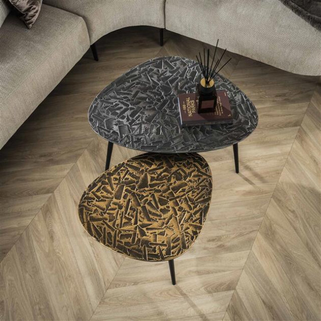 Hoyz salontafel driehoekig patina metal set van 2 3040370 large