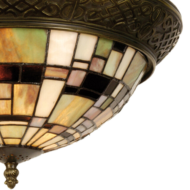 LumiLamp Plafondlamp tiffany Ø 38x19 cm bruin kunststof glas driehoek 1088475 large