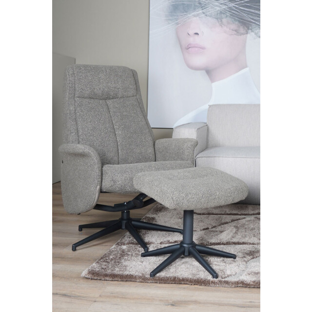 Home67 Relaxfauteuil bindy + hocker bouclé brown 3057063 large