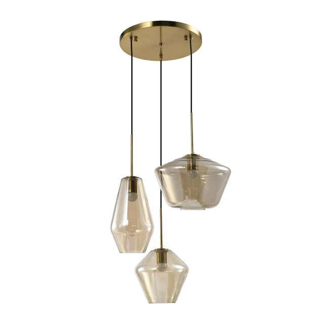 QUVIO Hanglamp 3-lichts unieke kappen metaal glas - 3067145 large