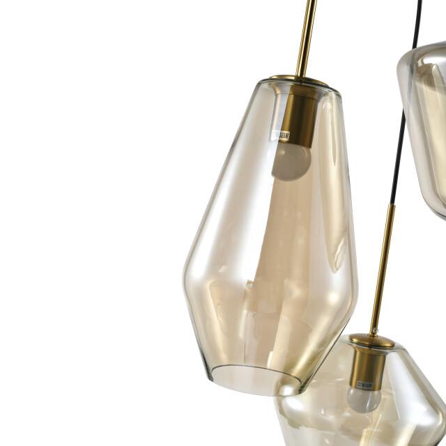 QUVIO Hanglamp 3-lichts unieke kappen metaal glas - 3067145 large