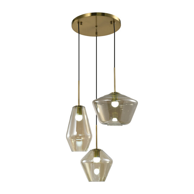 QUVIO Hanglamp 3-lichts unieke kappen metaal glas - 3067145 large