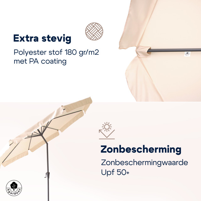 4gardenz ® parasol rond 300 cm met volant kantelbaar creme 3049026 large