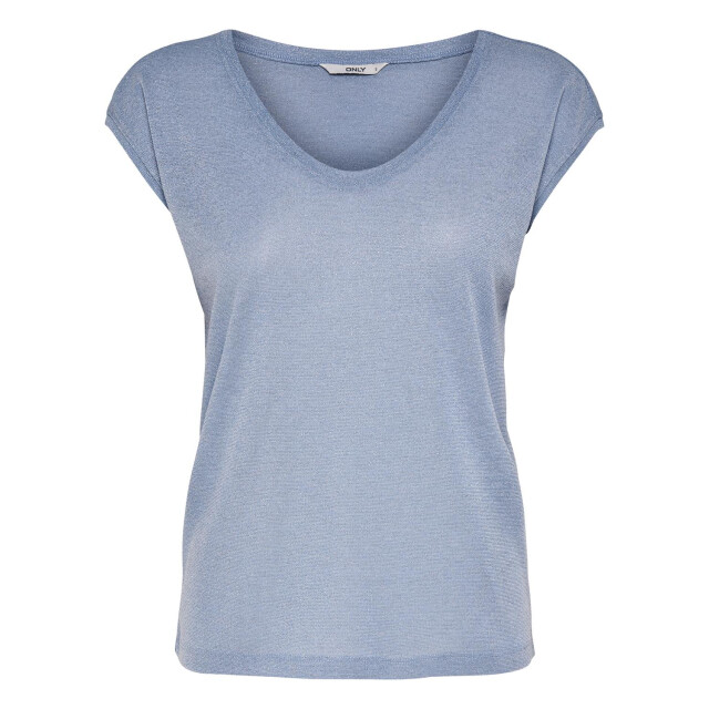 Only Onlsilvery s/s v neck lurex top jrs 15136069 large
