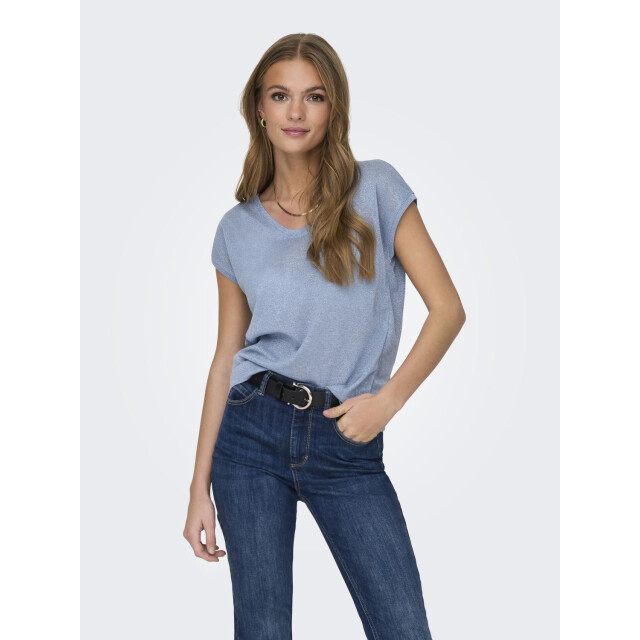 Only Onlsilvery s/s v neck lurex top jrs 15136069 large