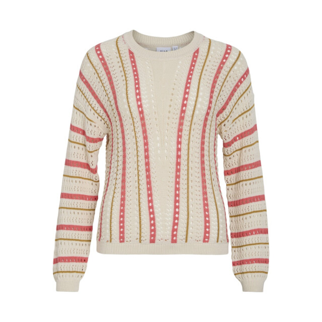 Vila Vimarian o-neck ls stripe knit top ecru dessin 4219.08.0005 large