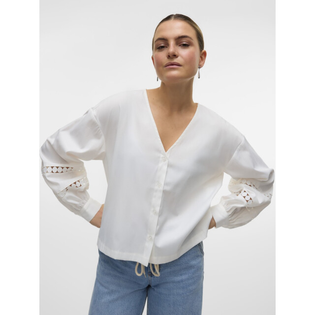 Vero Moda Vmjanni tape ls v-neck top wvn ga l off-white 4309.02.0019 large
