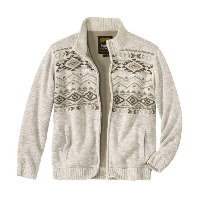 Atlas For Men Gebreide fleece gevoerde heren jas UTAF1891_beige large