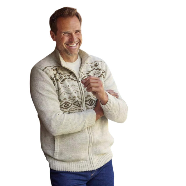 Atlas For Men Gebreide fleece gevoerde heren jas UTAF1891_beige large