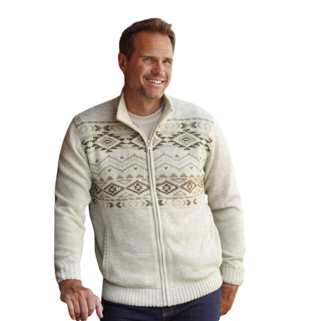 Atlas For Men Gebreide fleece gevoerde heren jas UTAF1891_beige large