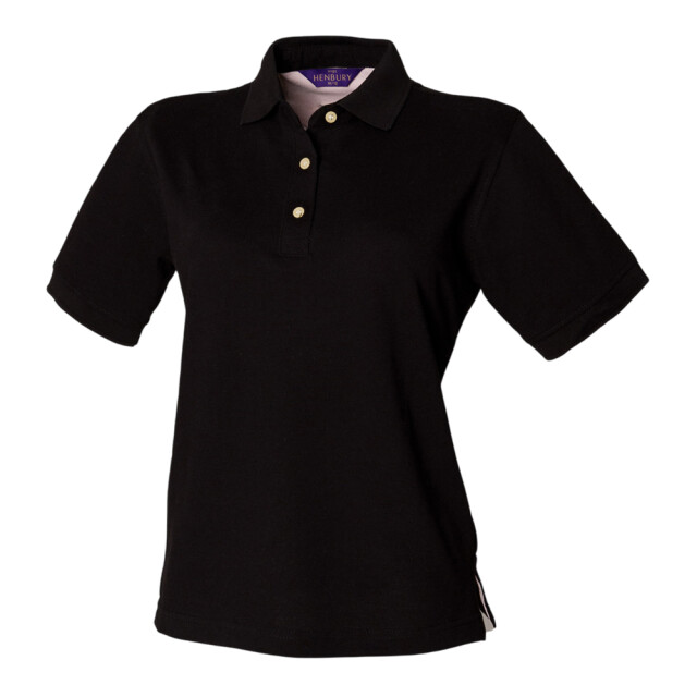Henbury Dames klassiek piqué katoenen poloshirt UTLT2927_black large