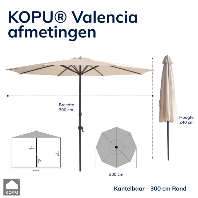 Kopu ® valencia parasol rond 300 cm met beschermhoes - 2934597 large